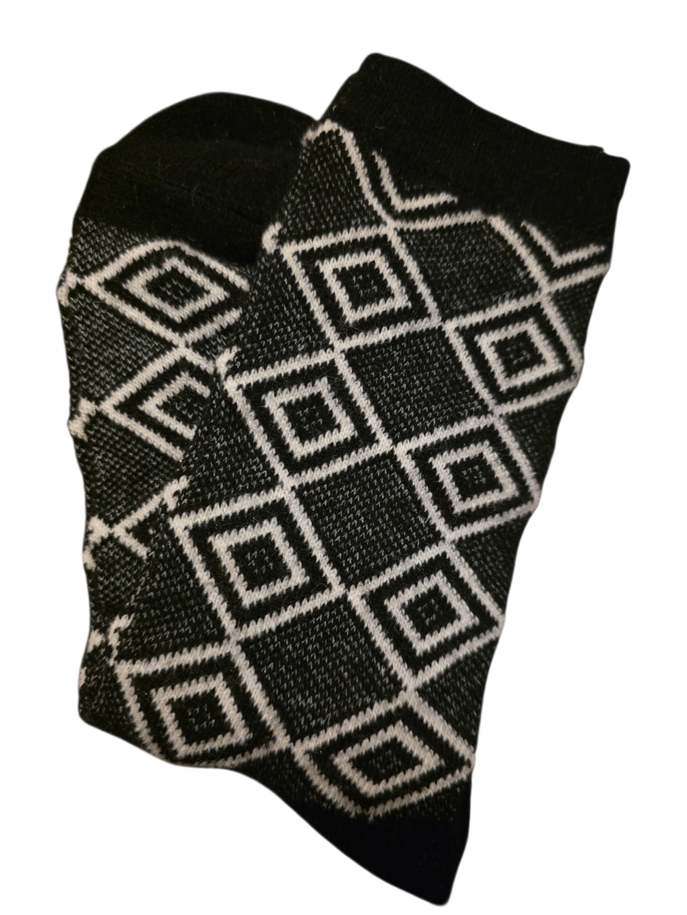 Black & White Geometric Diamond Socks